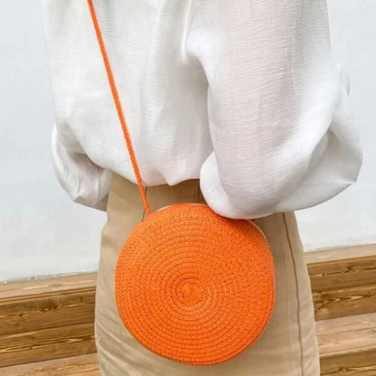 Round Straw Crossbody Bag