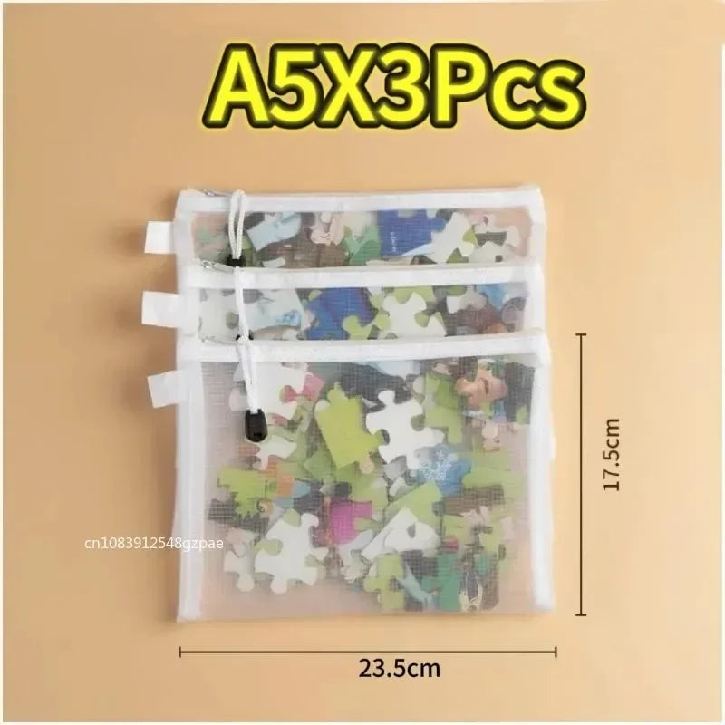 Transparent Mesh Document & Puzzle Storage Bags
