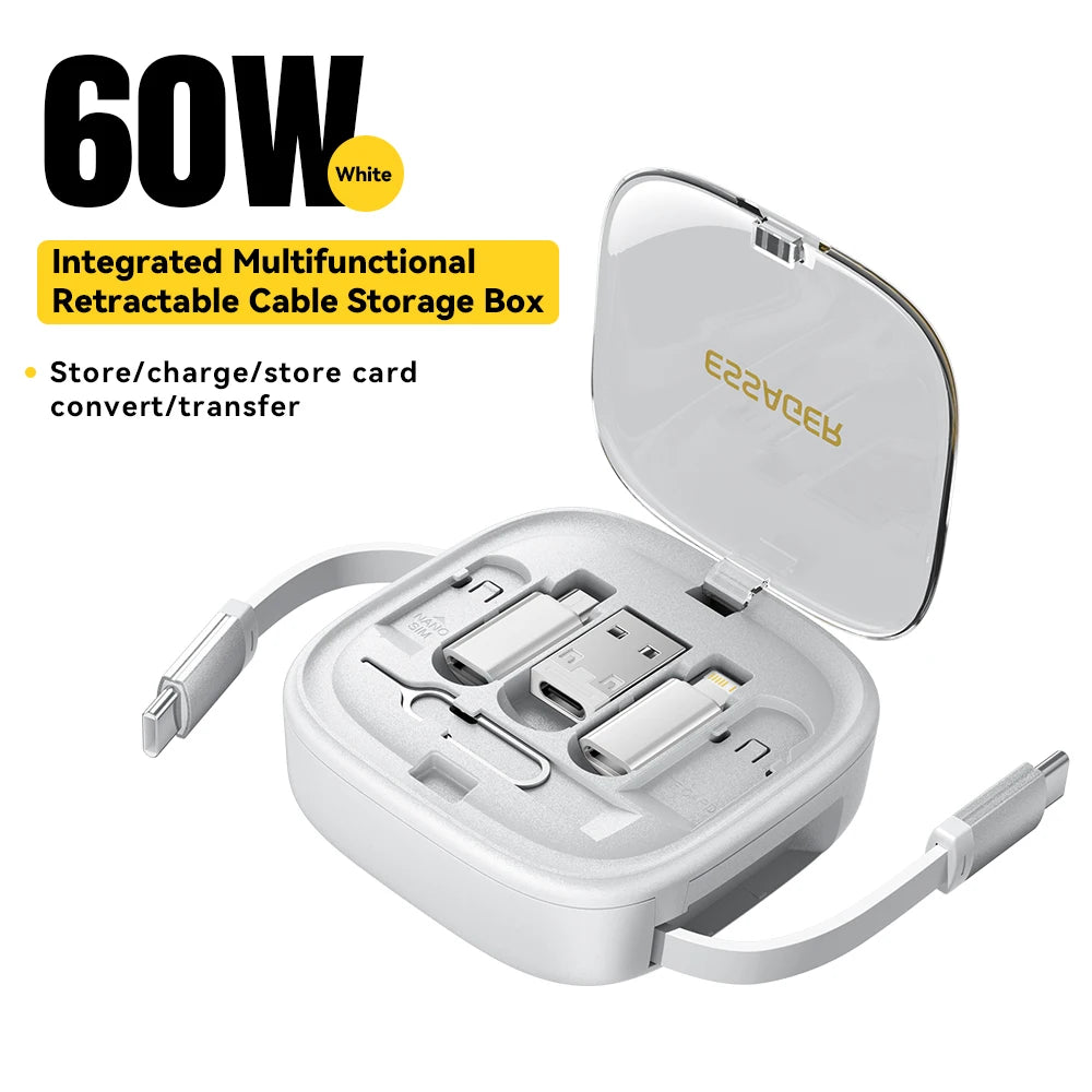 Essager 60W Retractable USB-C Cable Storage Box