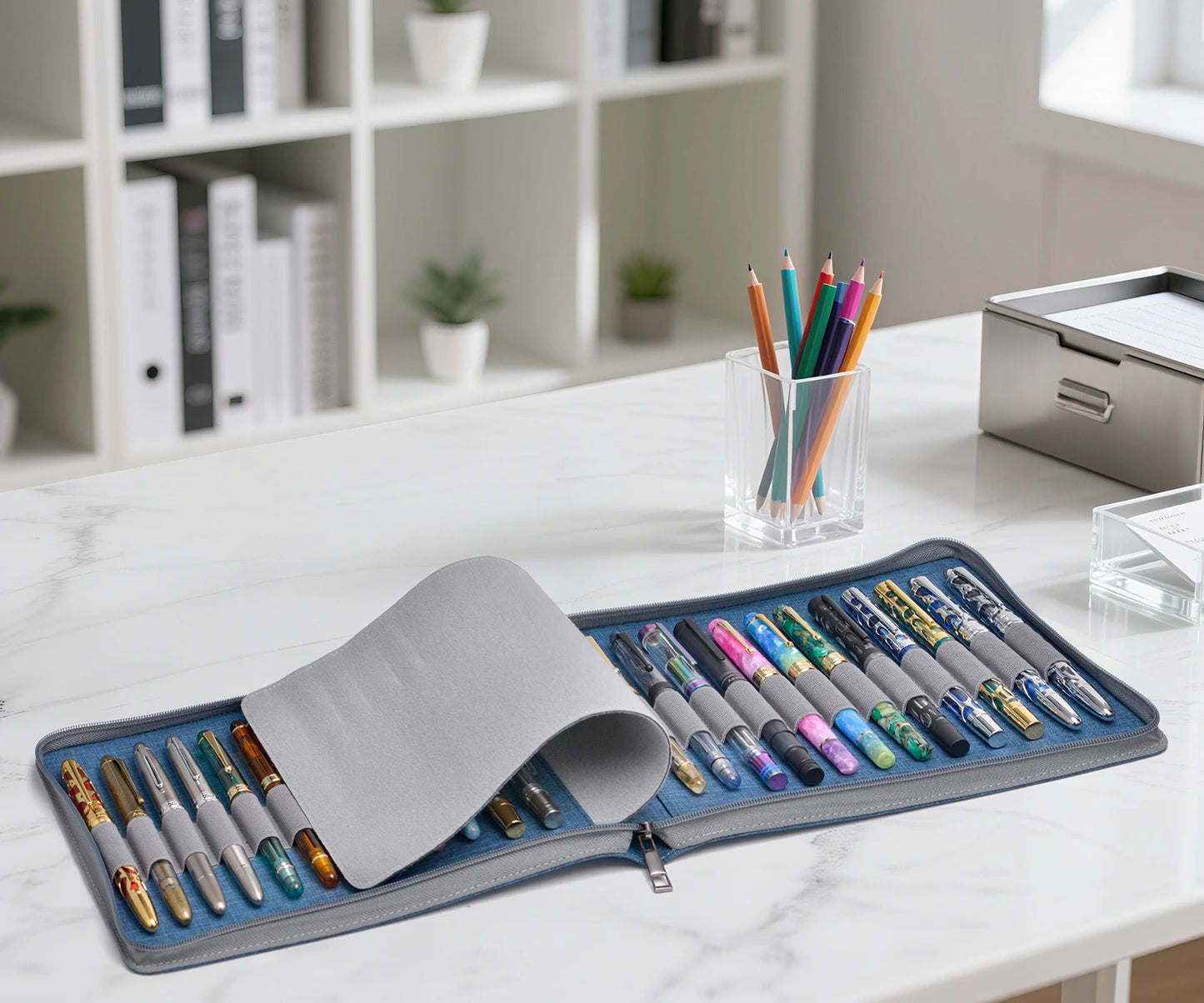 Premium 24-Pen Canvas Storage Case for Fountain Pens & Stationery