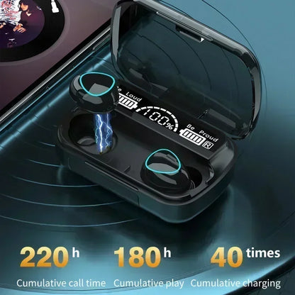 M10 TWS Bluetooth 5.3 Wireless Earbuds with LED Charging Case
