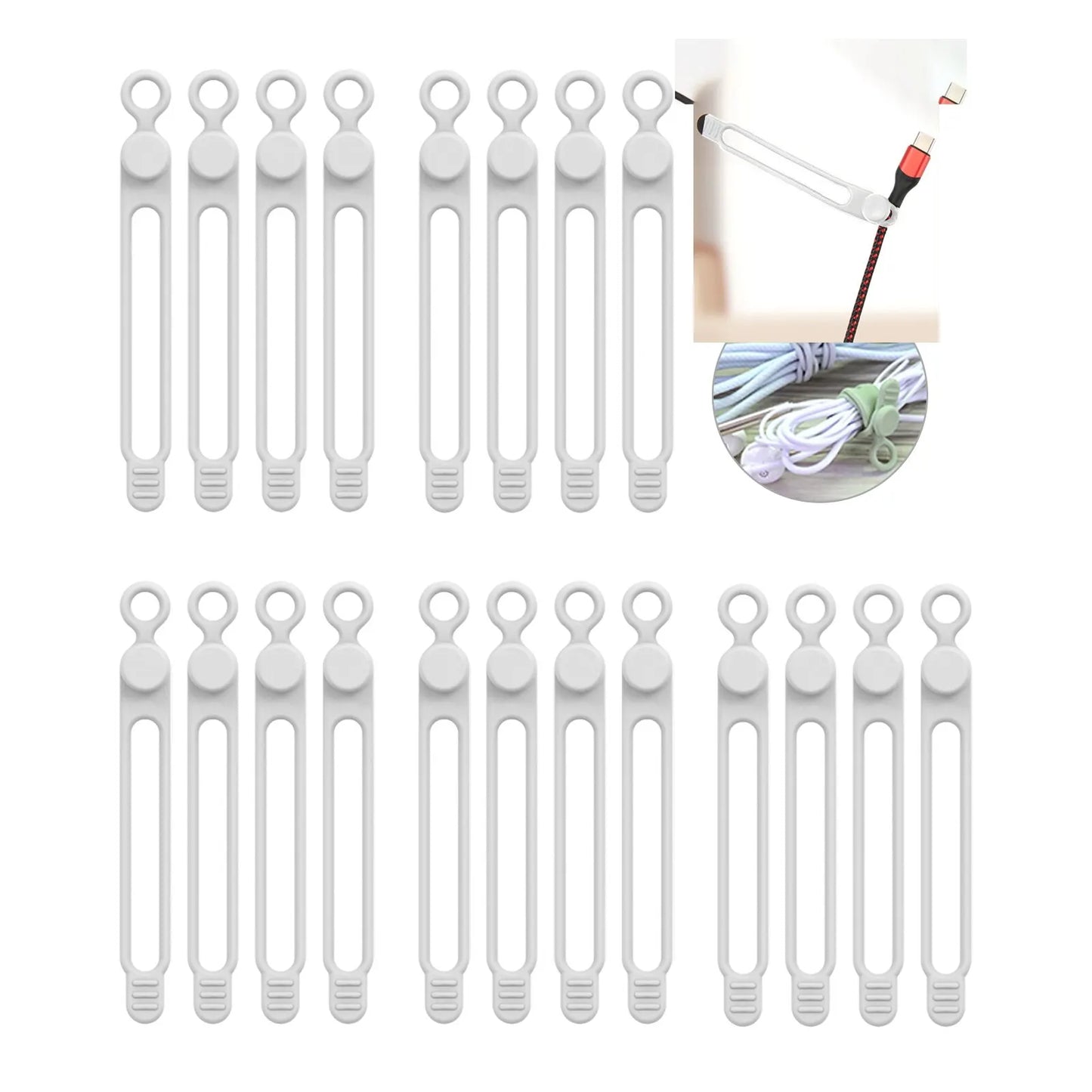 Reusable Silicone Cable Ties for Cord Management & Travel Organization