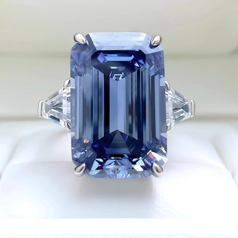 925 Sterling Silver Sapphire Statement Ring