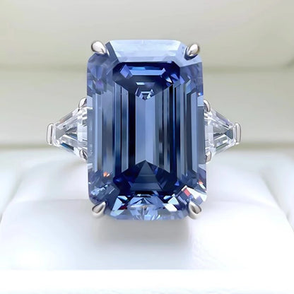 925 Sterling Silver Sapphire Statement Ring