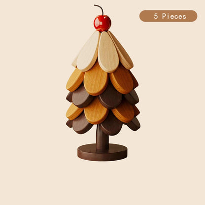 Wooden Christmas Tree Trivet Set