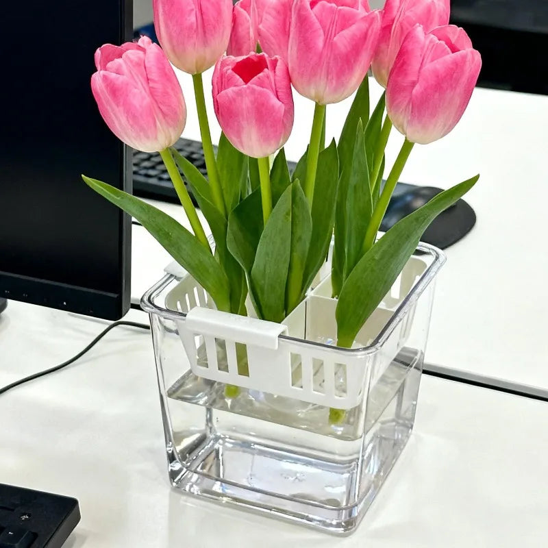 Clear Hydroponic Tulip Growing Kit with 4-Bulb Basket