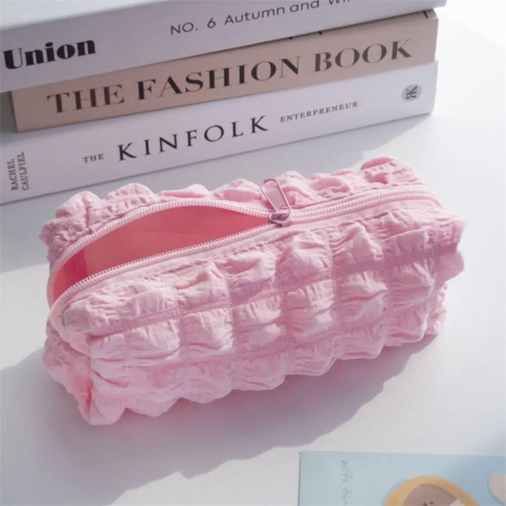 Cute Puffs Fabric Pencil Case with Large Capacity