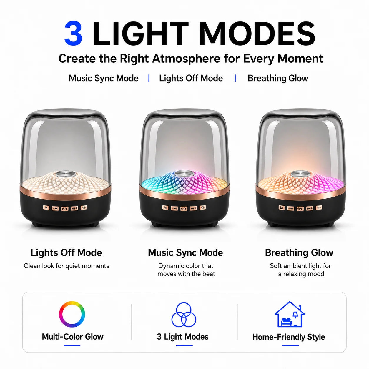 Portable Bluetooth 5.0 Wireless Speaker with Ambient Light