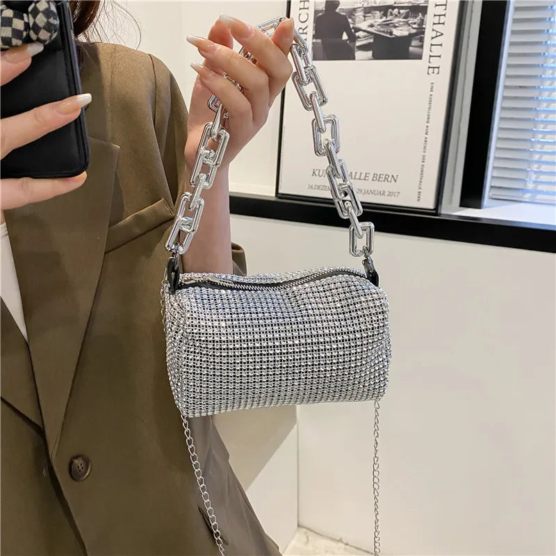 Rhinestone Chain Evening Crossbody Bag