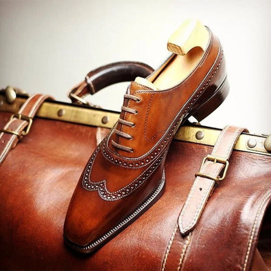 Brown Black  Lace-up  Round Toe Oxford Shoes