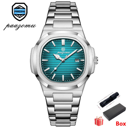 Men's Stainless Steel Quartz Watch with Date & Luminous Display