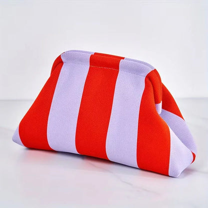 Striped Knit Cloud Clutch Bag