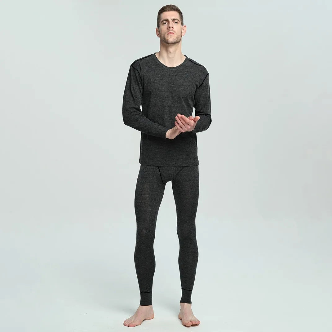 Men’s 100% Merino Wool Thermal Underwear Set – 250gsm Winter Base Layer