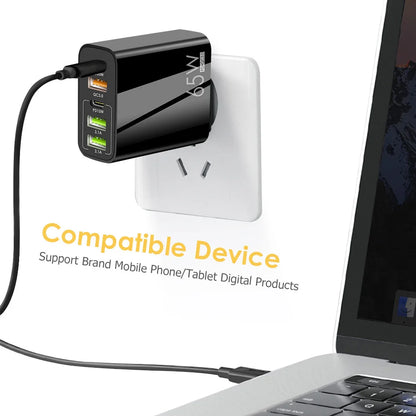 65W 5-Port USB & USB-C Fast Wall Charger