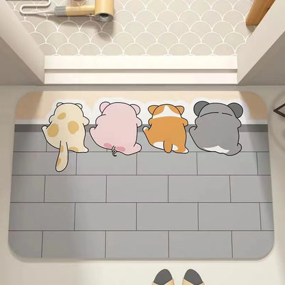 Cute Cartoon Diatomaceous Bathroom Floor Mat