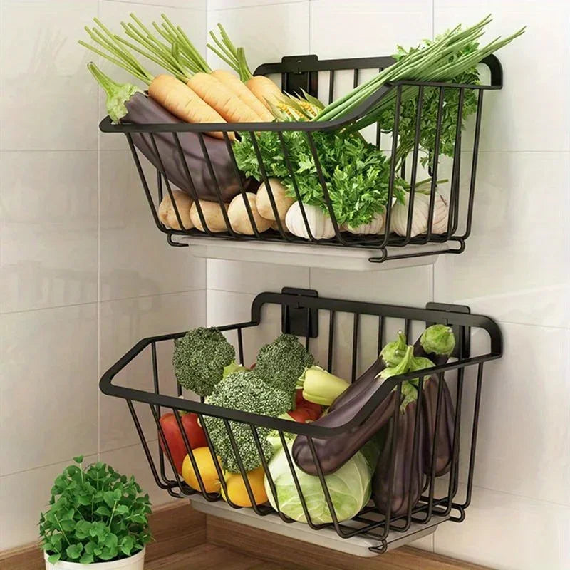 Stainless Steel Wall-Mounted Kitchen Storage Basket
