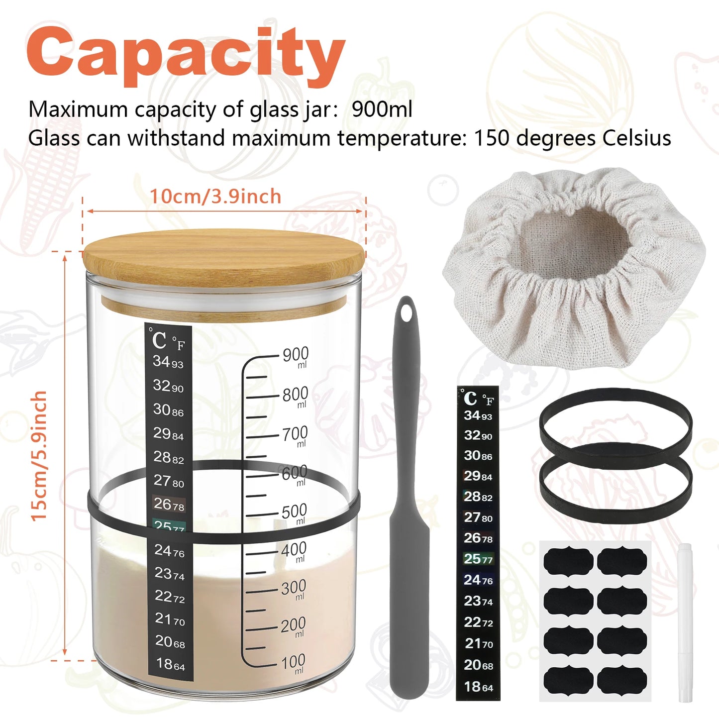 Sourdough Starter Jar Kit with Fermentation Accessories