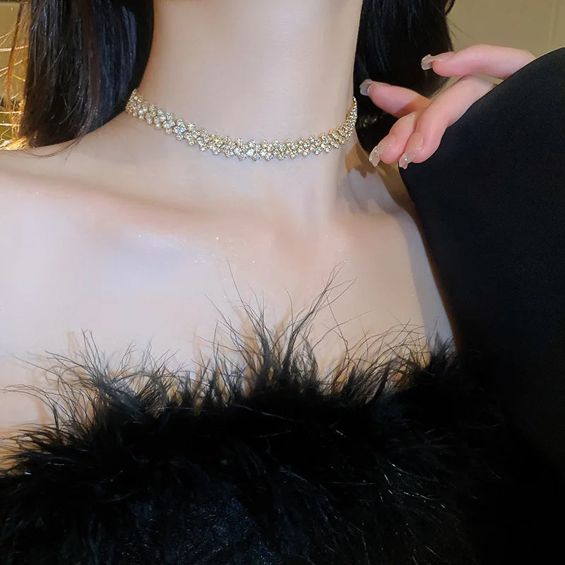 Geometric Rhinestone Crystal Choker Necklace