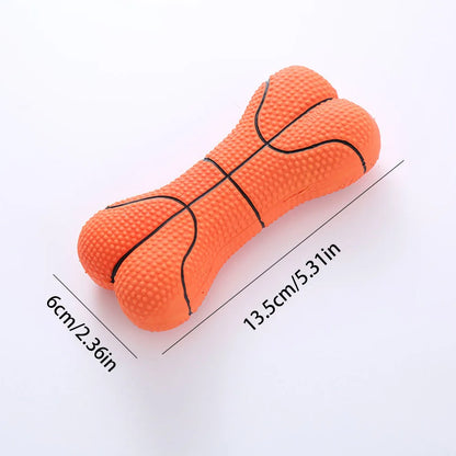 Dog Toy Set with Squeaky Bone & Basketball