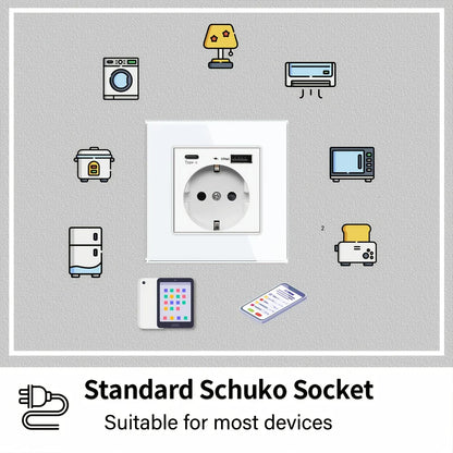 EU Type-C USB Wall Power Socket