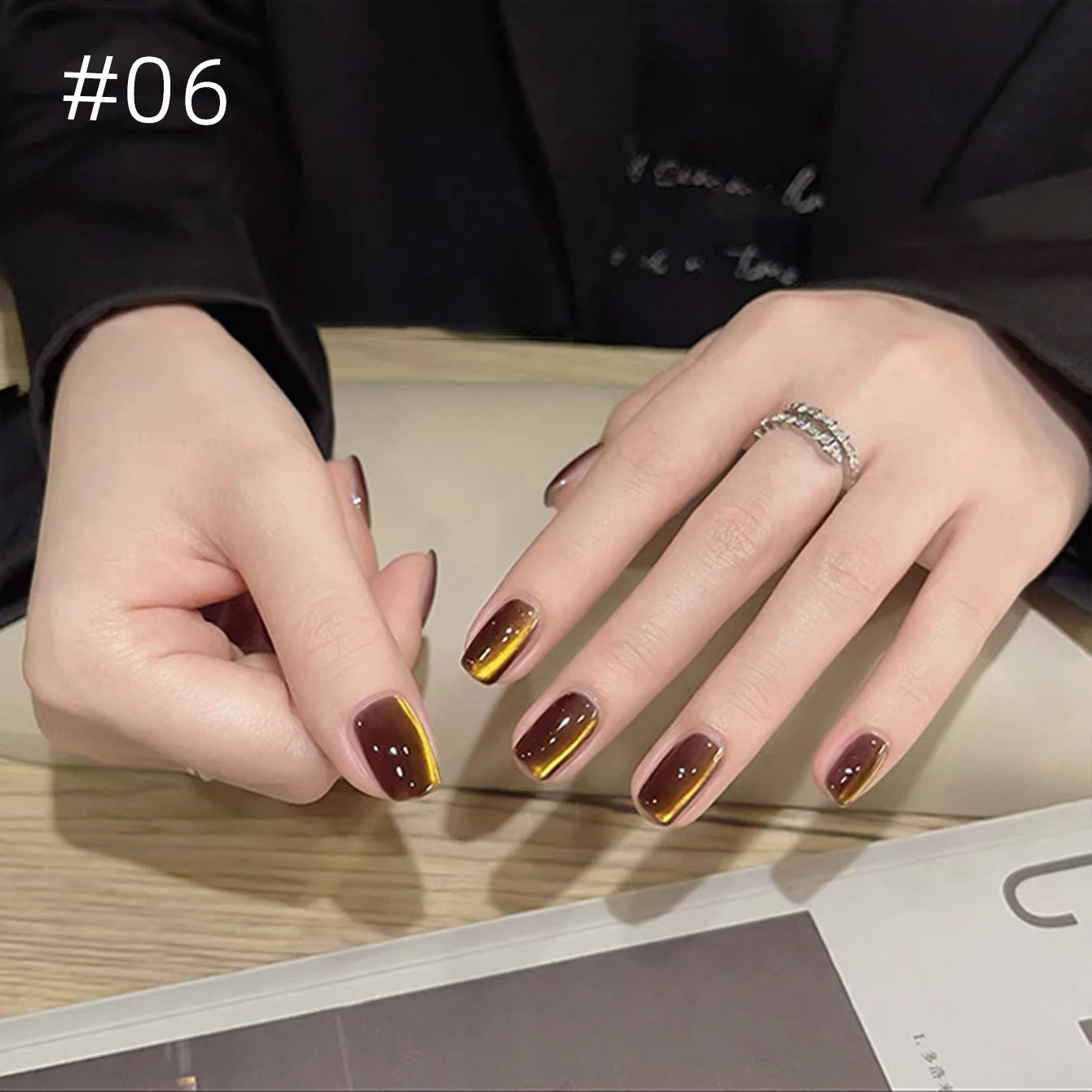 Brown Gold Cat Eye Gel Nail Polish