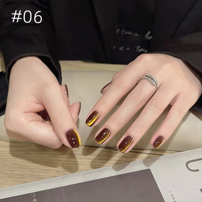 Brown Gold Cat Eye Gel Nail Polish