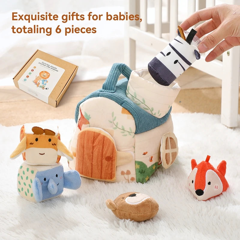 Montessori Plush Farm House & Animal Play Set