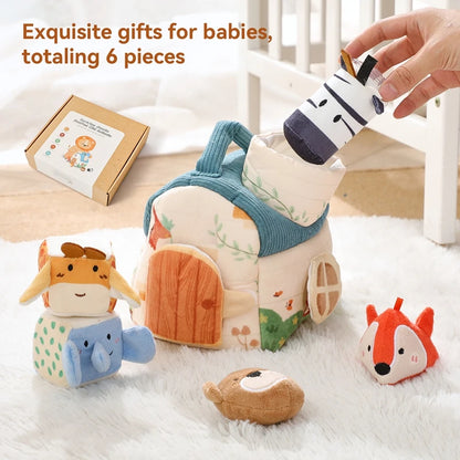 Montessori Plush Farm House & Animal Play Set