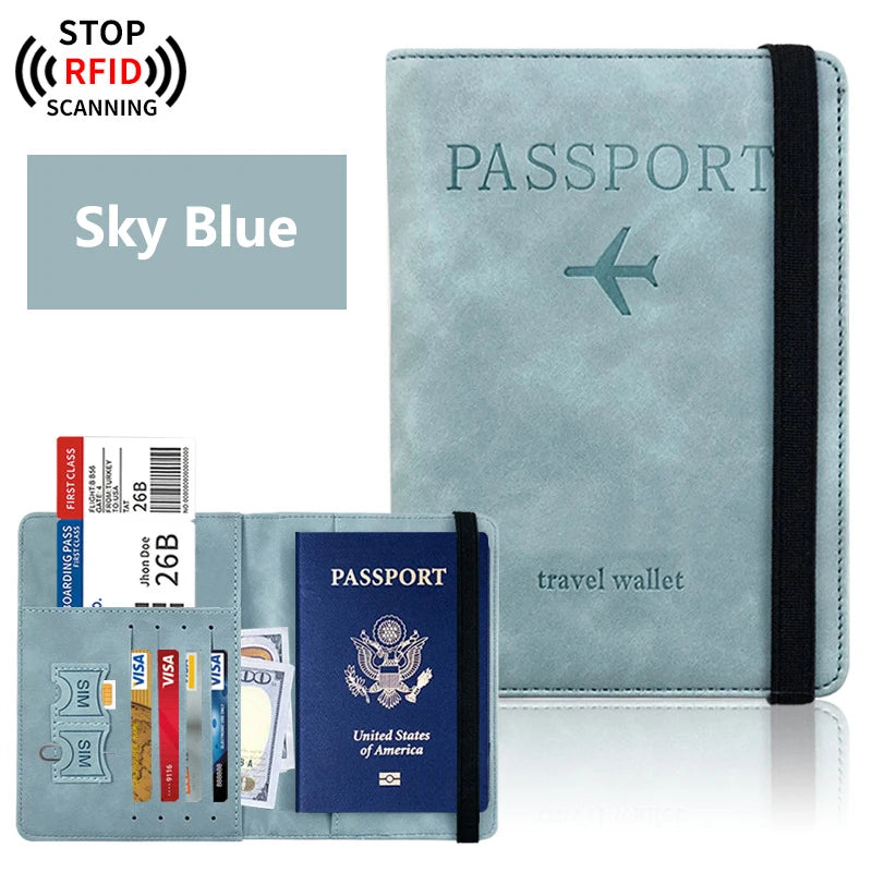 PU Leather Passport Cover and Travel Document Organizer