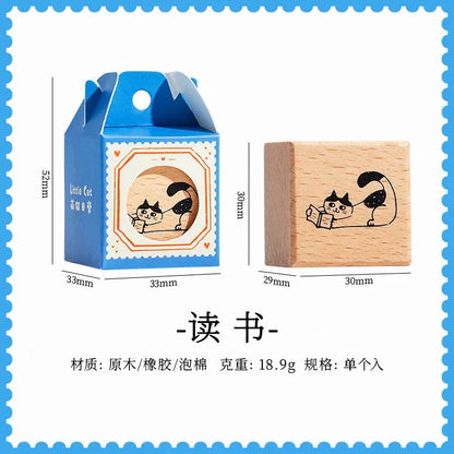 Cute Cat Wooden Decorative Stamp