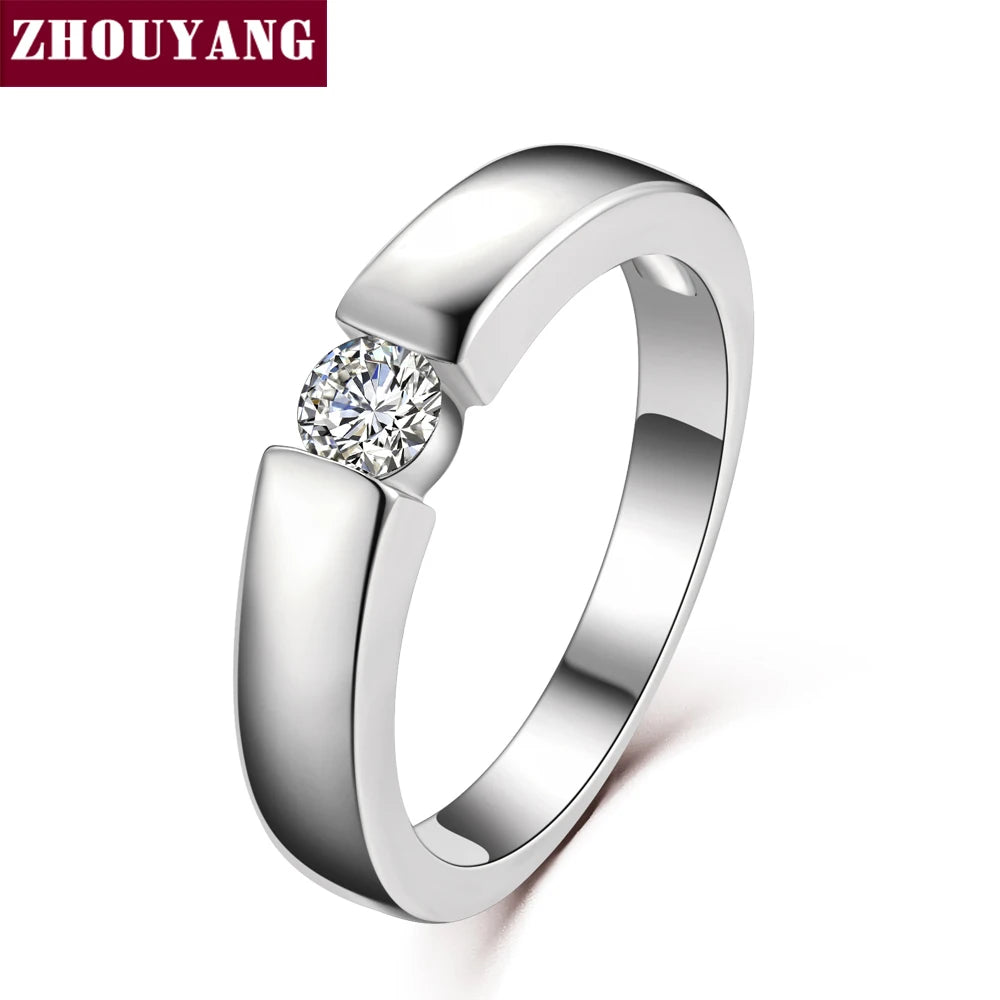 ZHOUYANG 4.5mm Cubic Zirconia Wedding Ring