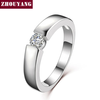 ZHOUYANG 4.5mm Cubic Zirconia Wedding Ring