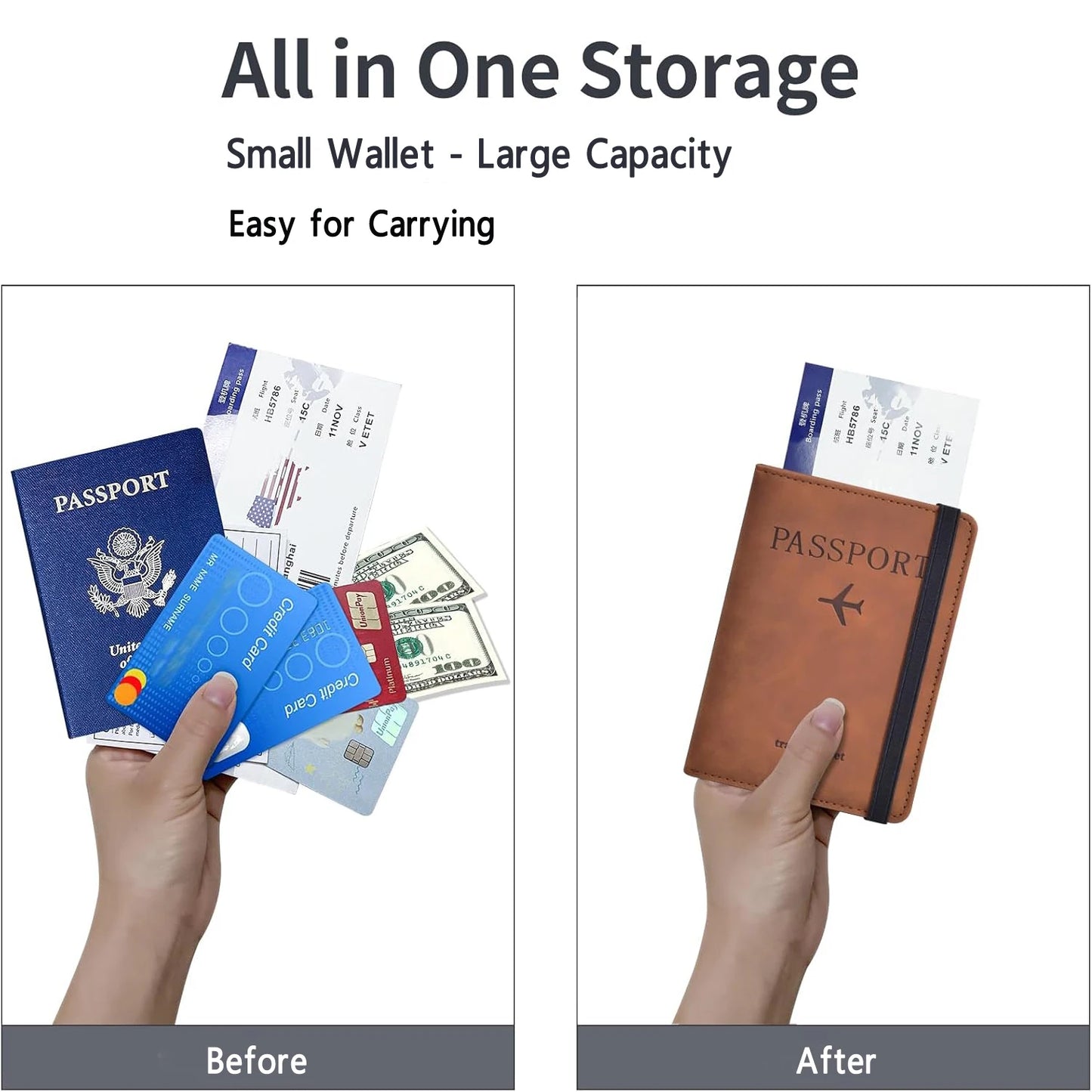 PU Leather Passport Cover & Document Organizer