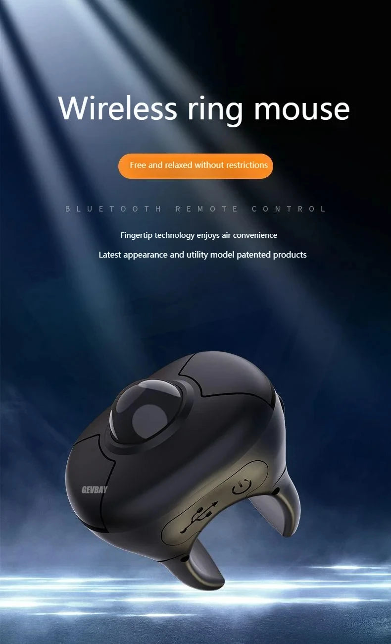 Wireless Finger Ring Trackball Mouse with Bluetooth & 2.4GHz
