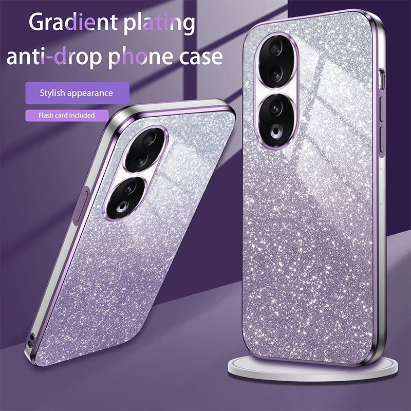 Luxury Electroplated Glitter Case For Honor 90 Pro Transparent Phone Back Cover