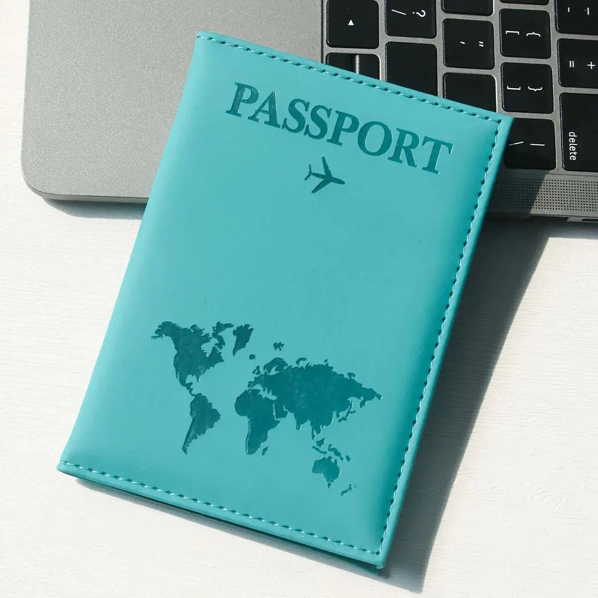 World Map PU Leather Passport Holder