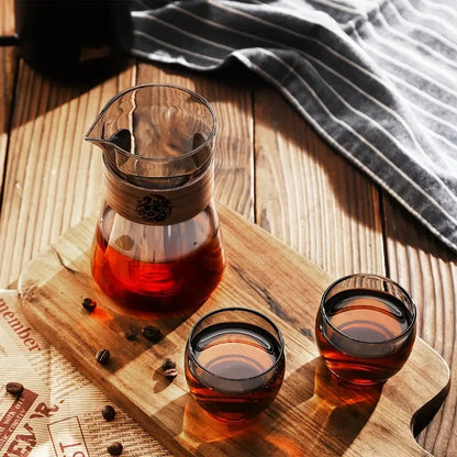 500ml Heat-Resistant Glass Coffee Carafe with Wooden Collar