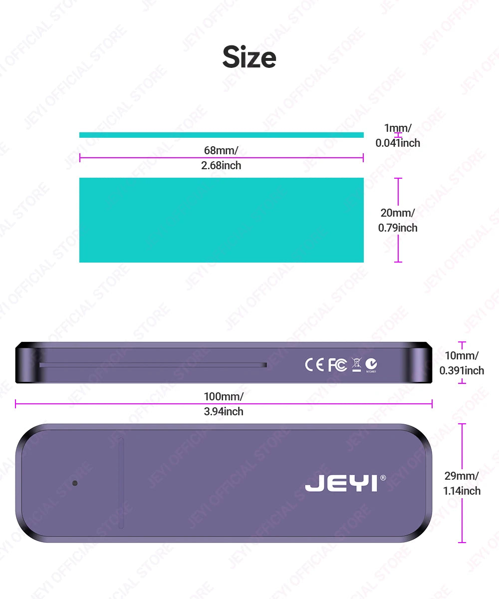 JEYI USB-C M.2 SSD Enclosure with NVMe/SATA Dual Protocol, UASP, TRIM & S.M.A.R.T Support