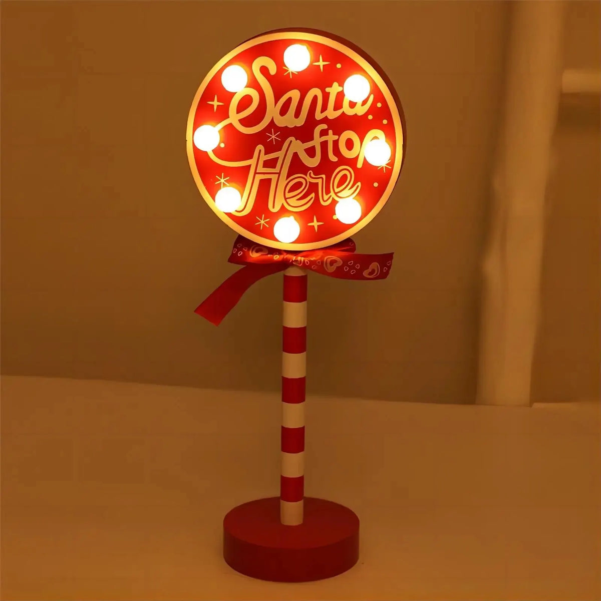 LED Santa Stop Here Christmas Sign