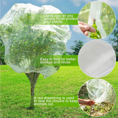Garden Plant Protection Net Cover with Zipper & Drawstring