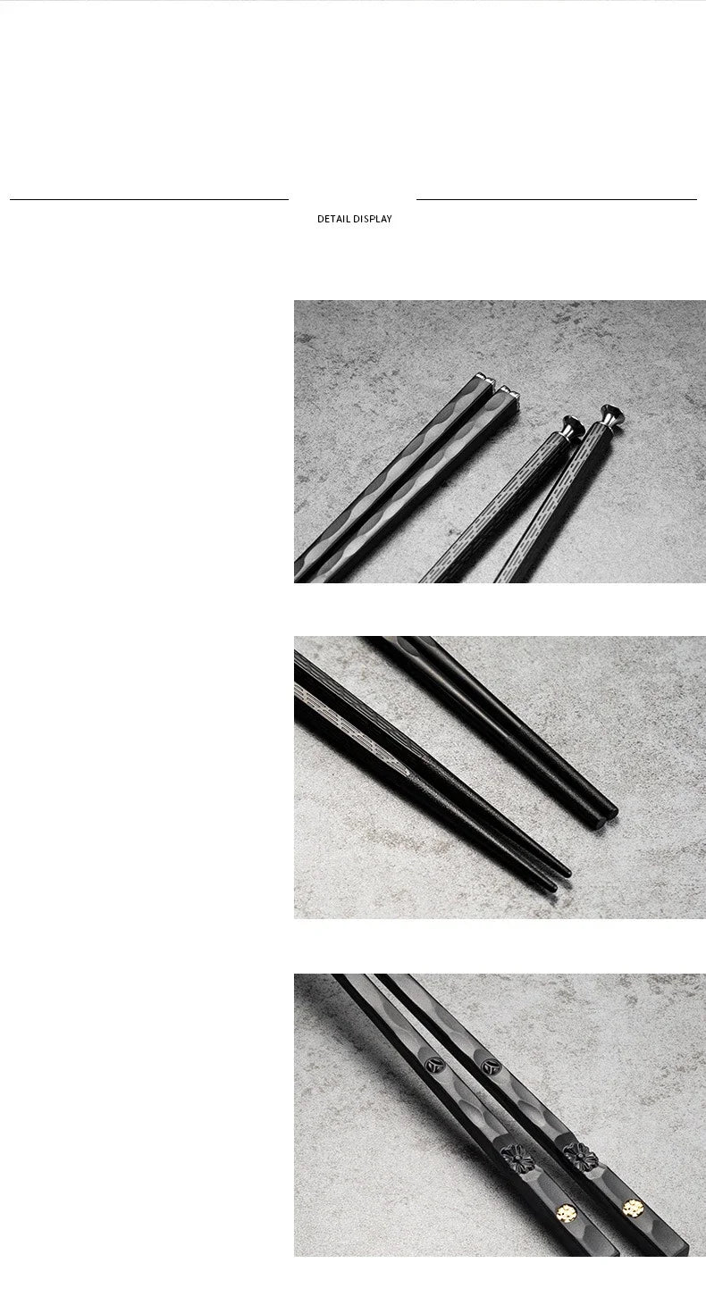 5 Pairs Stainless Steel Non-Slip Chopsticks Set