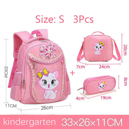 Pink Cat Bowknot Kids School Backpack