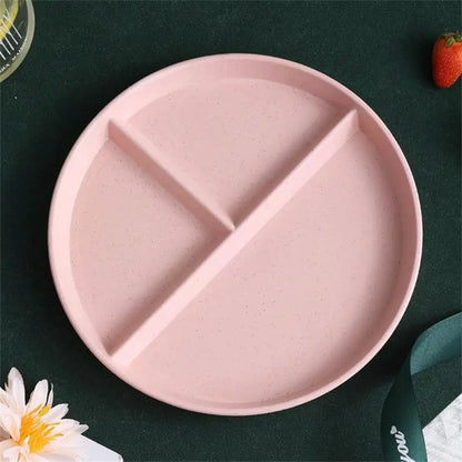 Divided Dish In 3 Reusable Round Dinner Plate
