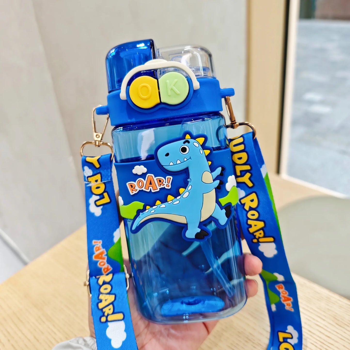 Kids Capybara Straw Water Bottle 750ml with Carry Strap