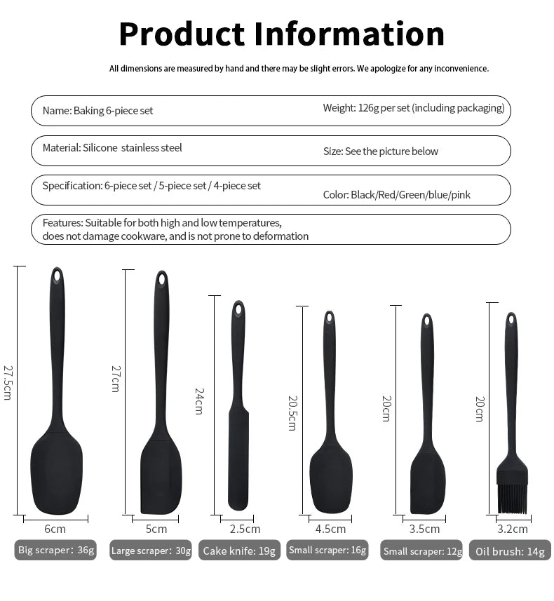 Silicone Spatula, Scraper & Basting Brush Baking Set