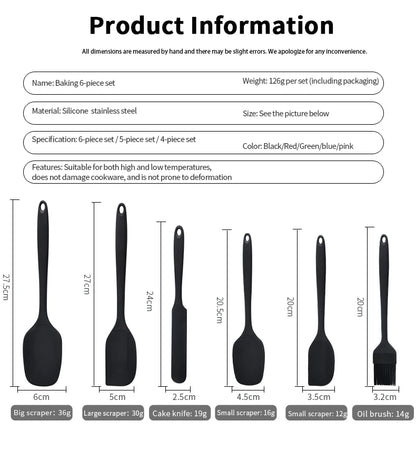 Silicone Spatula, Scraper & Basting Brush Baking Set