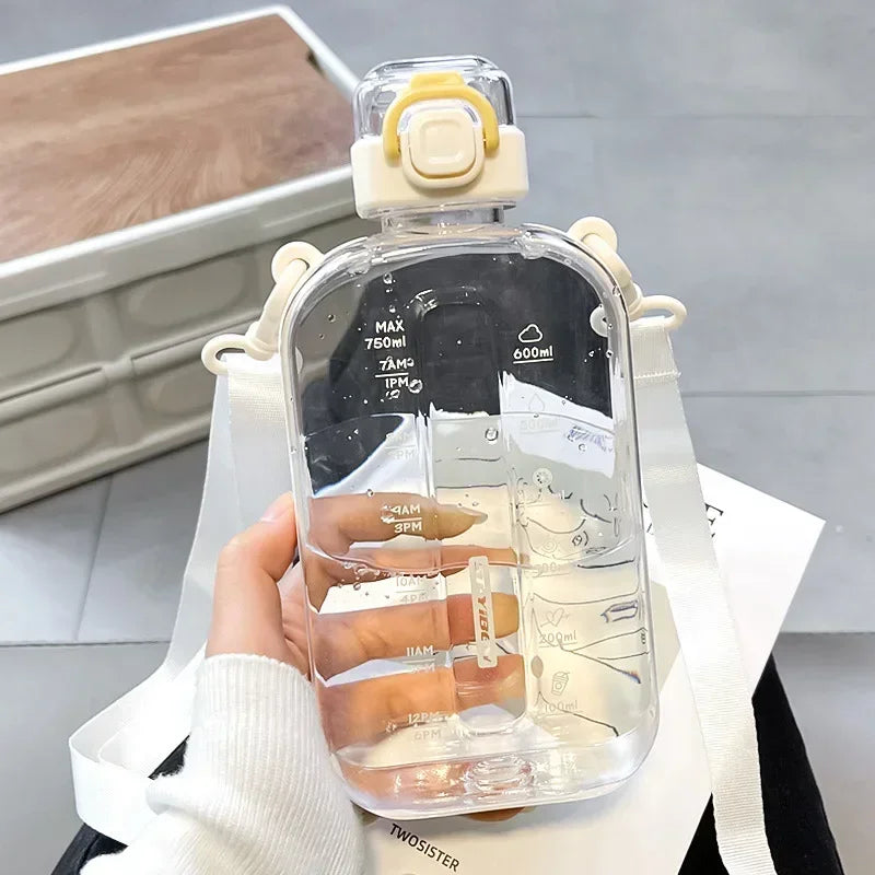 Flat Square Transparent Water Bottle