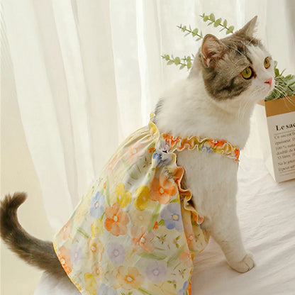 Floral Summer Princess Dress for Cats
