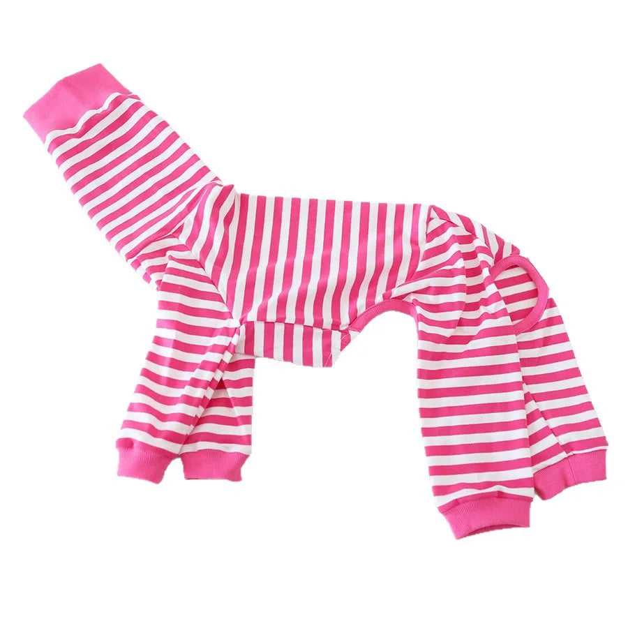 Striped Cotton Dog Pajamas for Italian Greyhounds & Whippets
