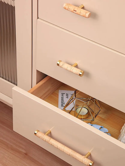 Rattan Weaving T-Shape Cabinet Handles